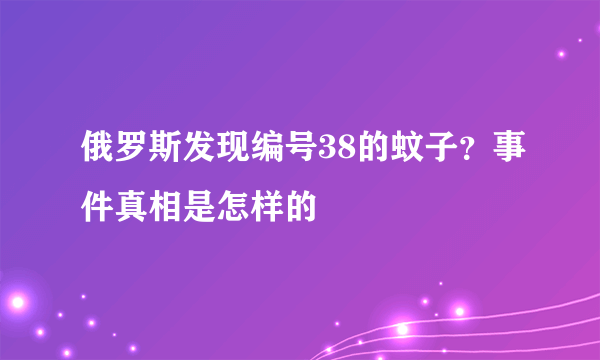 俄罗斯发现编号38的蚊子？事件真相是怎样的