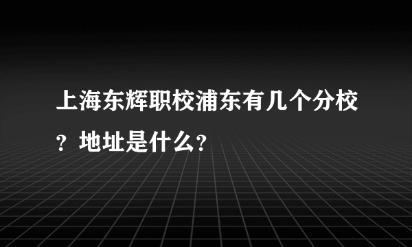 上海东辉职校浦东有几个分校？地址是什么？