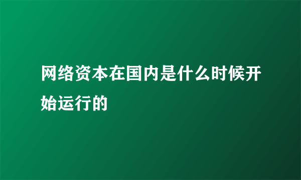 网络资本在国内是什么时候开始运行的