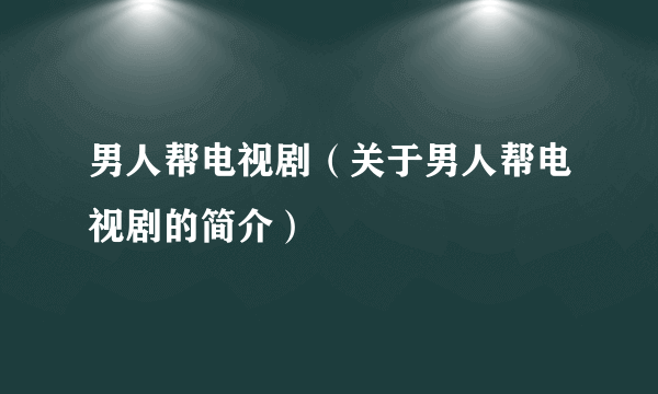 男人帮电视剧（关于男人帮电视剧的简介）