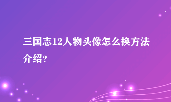 三国志12人物头像怎么换方法介绍？