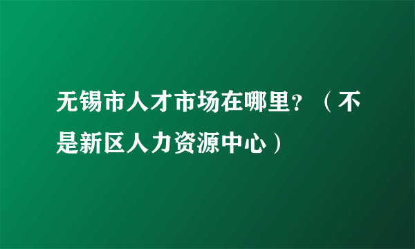 无锡市人才市场在哪里？（不是新区人力资源中心）