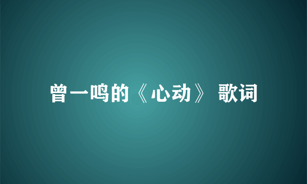 曾一鸣的《心动》 歌词