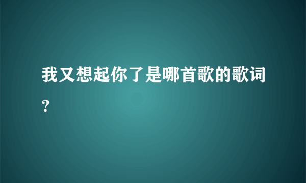 我又想起你了是哪首歌的歌词？