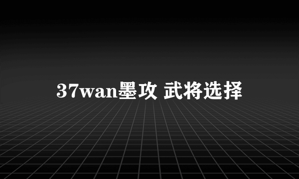 37wan墨攻 武将选择