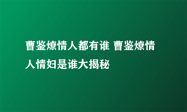 曹鉴燎情人都有谁 曹鉴燎情人情妇是谁大揭秘