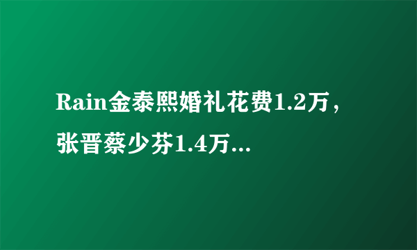 Rain金泰熙婚礼花费1.2万，张晋蔡少芬1.4万，某明星才6000