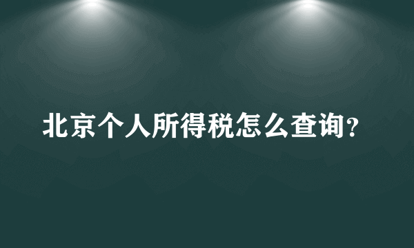 北京个人所得税怎么查询？