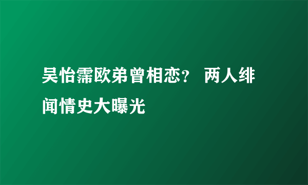 吴怡霈欧弟曾相恋？ 两人绯闻情史大曝光