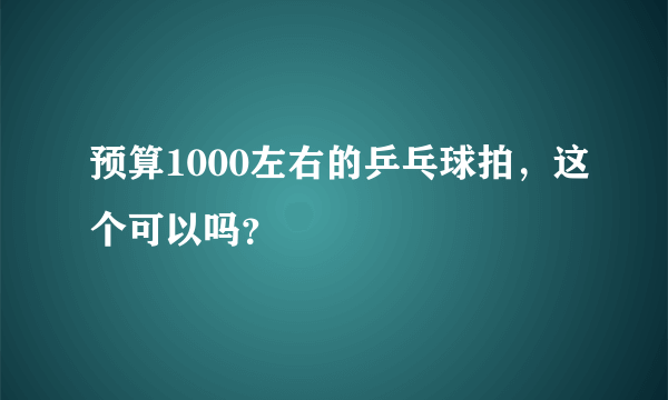 预算1000左右的乒乓球拍，这个可以吗？