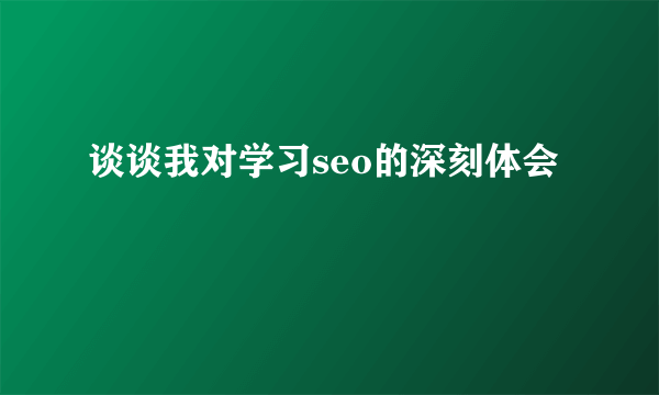 谈谈我对学习seo的深刻体会