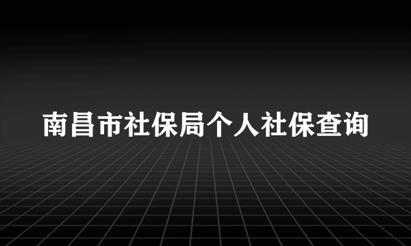 南昌市社保局个人社保查询