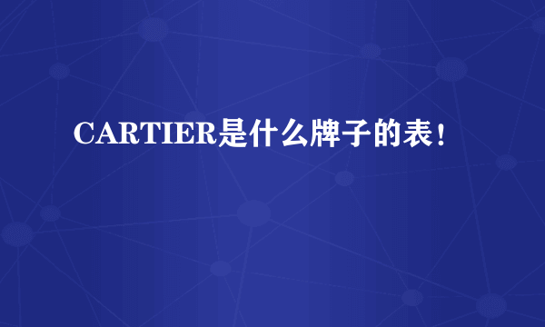 CARTIER是什么牌子的表！