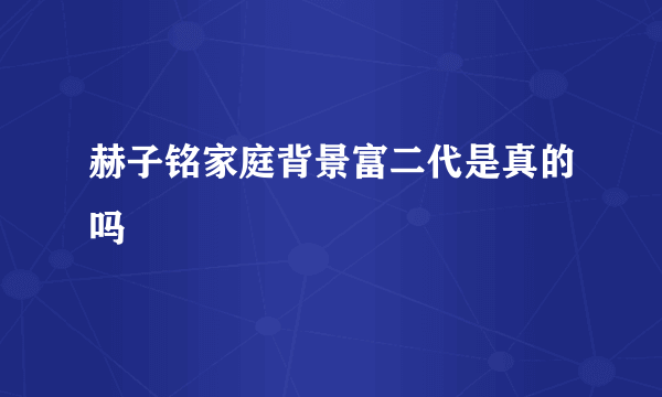 赫子铭家庭背景富二代是真的吗