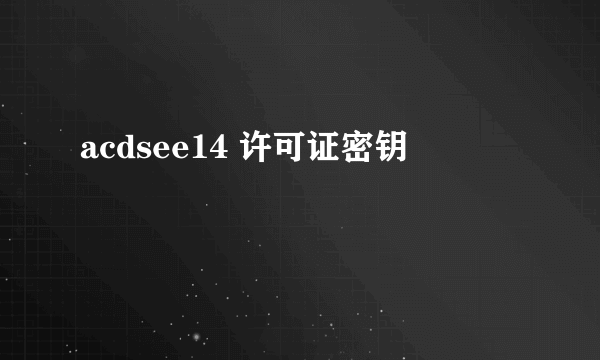 acdsee14 许可证密钥