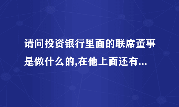 请问投资银行里面的联席董事是做什么的,在他上面还有些什么职位?