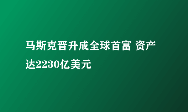 马斯克晋升成全球首富 资产达2230亿美元