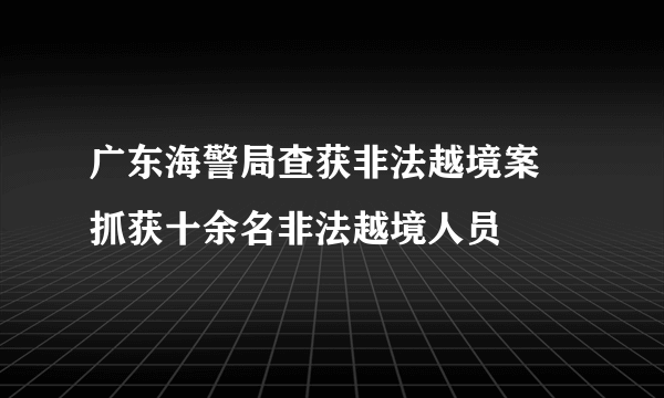 广东海警局查获非法越境案 抓获十余名非法越境人员