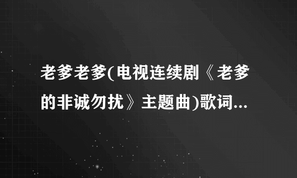 老爹老爹(电视连续剧《老爹的非诚勿扰》主题曲)歌词 龙梅子 老爹老爹(电视连续剧《老爹的非诚勿扰》主题曲)LRC歌词