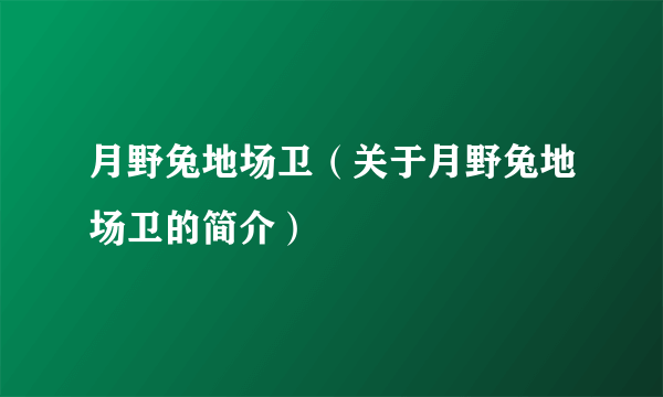 月野兔地场卫（关于月野兔地场卫的简介）