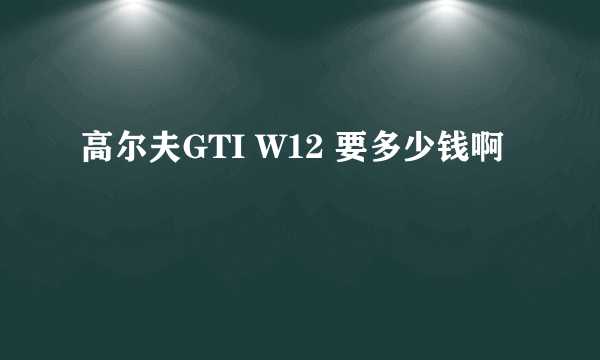 高尔夫GTI W12 要多少钱啊