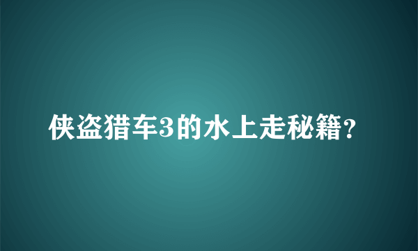 侠盗猎车3的水上走秘籍？