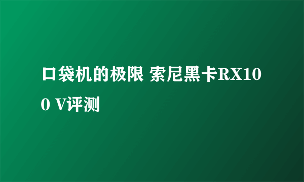 口袋机的极限 索尼黑卡RX100 V评测