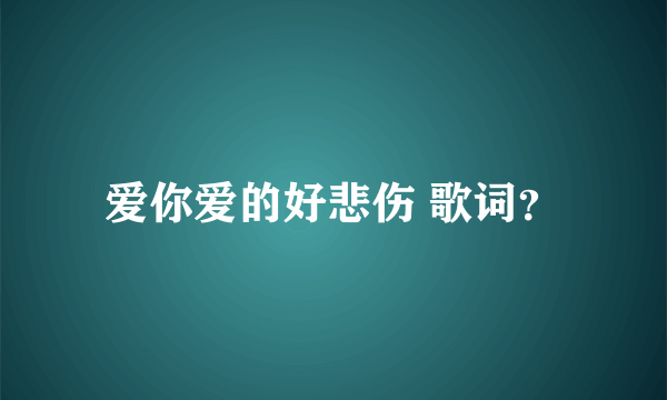 爱你爱的好悲伤 歌词？