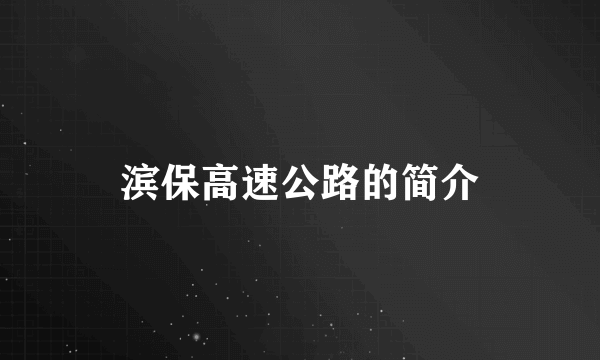 滨保高速公路的简介