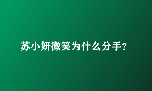 苏小妍微笑为什么分手？