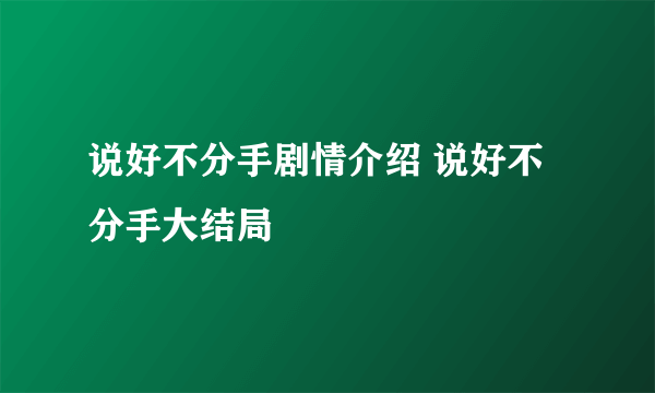 说好不分手剧情介绍 说好不分手大结局