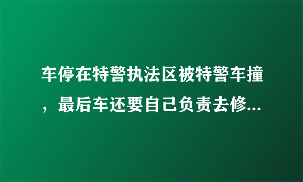 车停在特警执法区被特警车撞，最后车还要自己负责去修理!他们还说这是我们的责任？