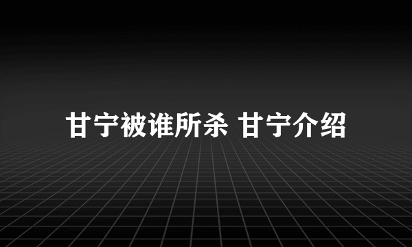 甘宁被谁所杀 甘宁介绍