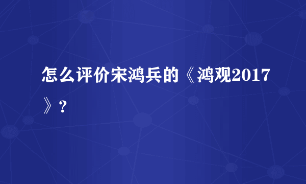 怎么评价宋鸿兵的《鸿观2017》？