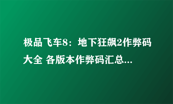 极品飞车8：地下狂飙2作弊码大全 各版本作弊码汇总(图文)