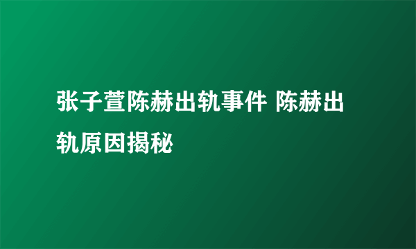 张子萱陈赫出轨事件 陈赫出轨原因揭秘