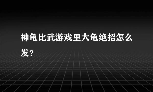 神龟比武游戏里大龟绝招怎么发？