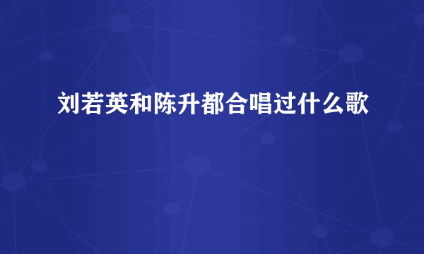 刘若英和陈升都合唱过什么歌