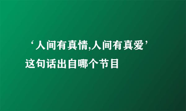 ‘人间有真情,人间有真爱’这句话出自哪个节目