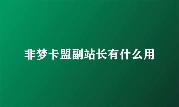 非梦卡盟副站长有什么用