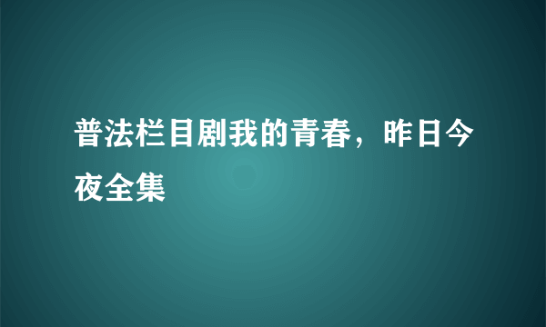 普法栏目剧我的青春，昨日今夜全集