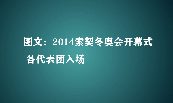 图文：2014索契冬奥会开幕式 各代表团入场