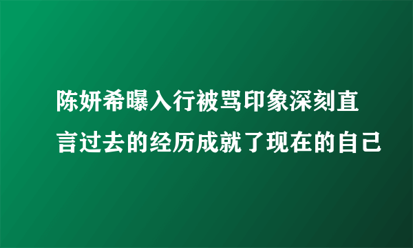 陈妍希曝入行被骂印象深刻直言过去的经历成就了现在的自己