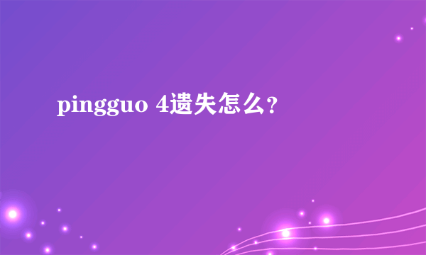 pingguo 4遗失怎么？