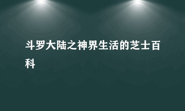 斗罗大陆之神界生活的芝士百科