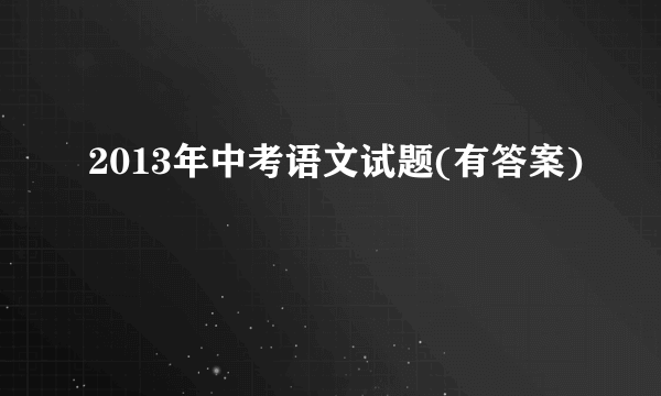 2013年中考语文试题(有答案)