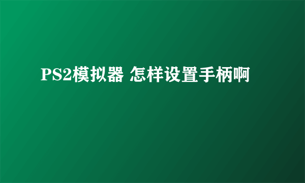 PS2模拟器 怎样设置手柄啊