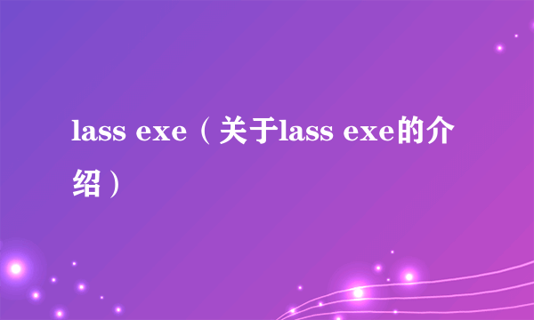 lass exe（关于lass exe的介绍）