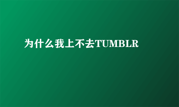 为什么我上不去TUMBLR