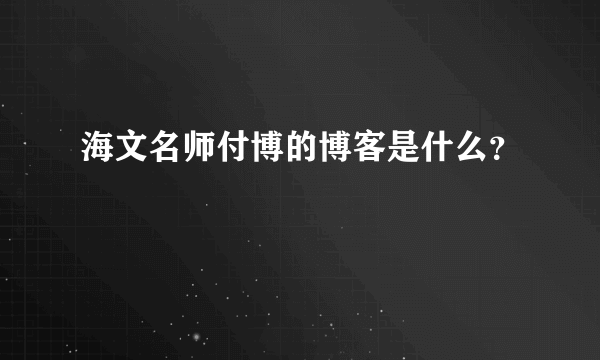 海文名师付博的博客是什么？